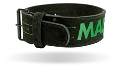 Пояс для важкої атлетики MadMax MFB-301 Suede Single Prong шкіряний Black/Green M